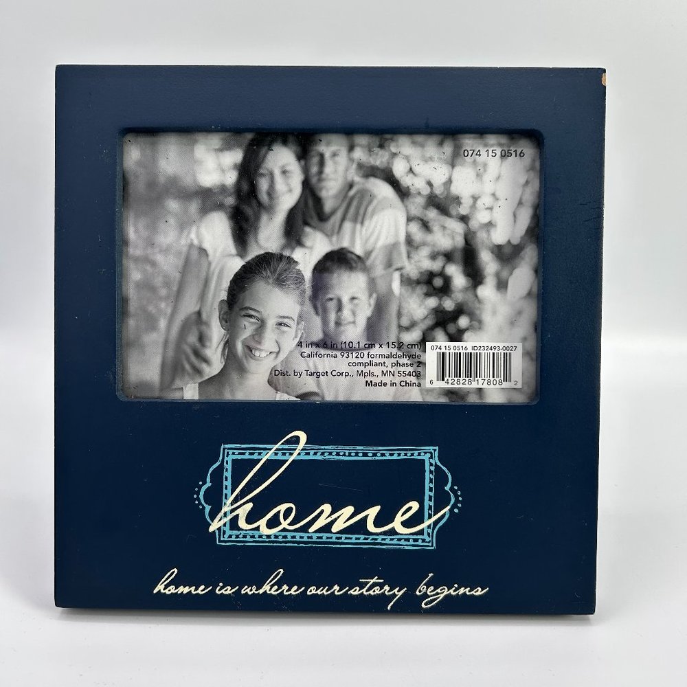 Target Home Photo Picture Frame 4" x 6" Blue Home is Where Our Story Begins